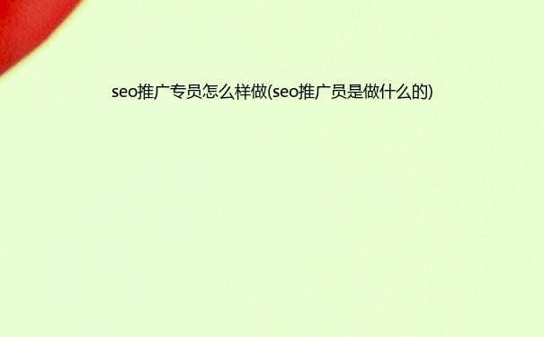 seo推广专员怎么样做(seo推广员是做什么的)