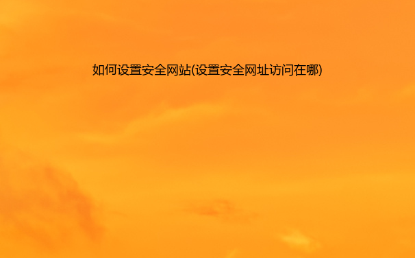如何设置安全网站(设置安全网址访问在哪)