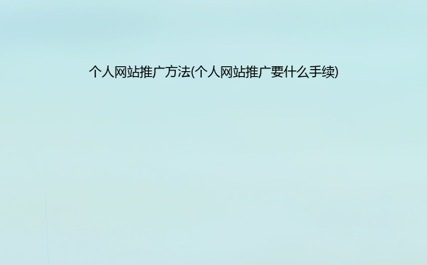 个人网站推广(个人网站推广要什么手续)