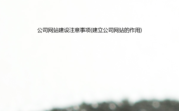 公司网站建设注意事项(建立公司网站的作用)