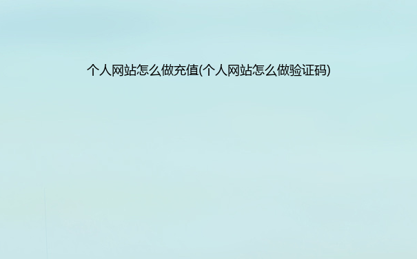 个人网站怎么做充值(个人网站怎么做验证码)