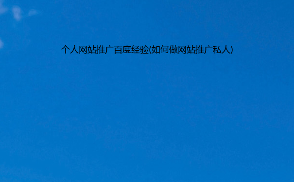 个人网站推广百度经验(如何做网站推广私人)