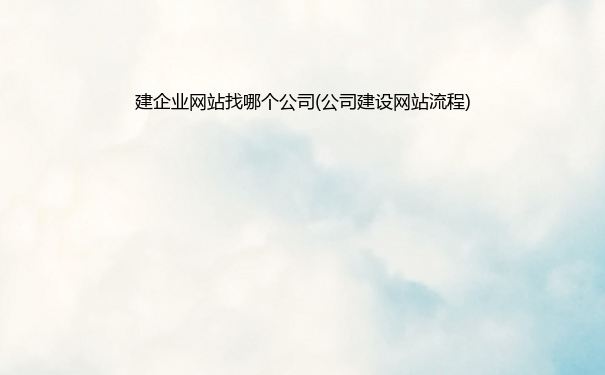 建企业网站找哪个公司(公司建设网站流程)