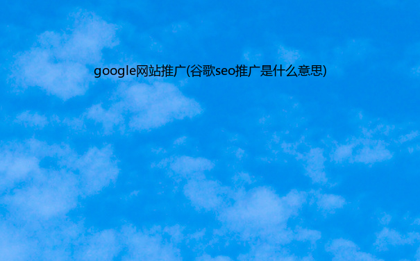 google网站推广(谷歌seo推广是什么意思)