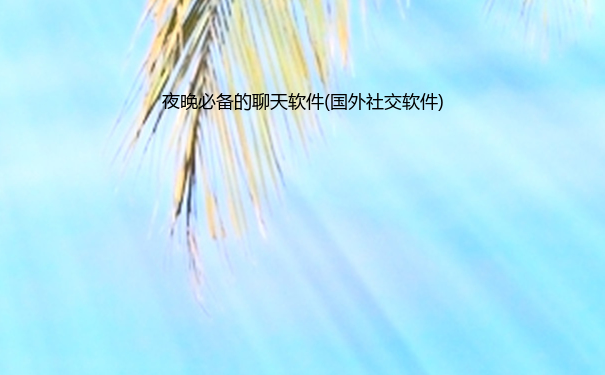夜晚必备的聊天软件(国外社交软件)
