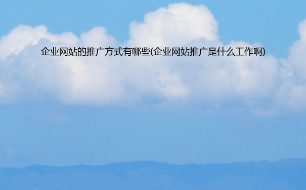 企业网站的推广方式有哪些(企业网站推广是什么工作啊)