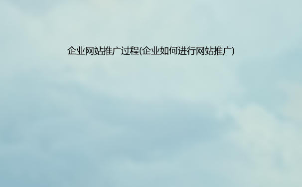 企业网站推广过程(企业如何进行网站推广)